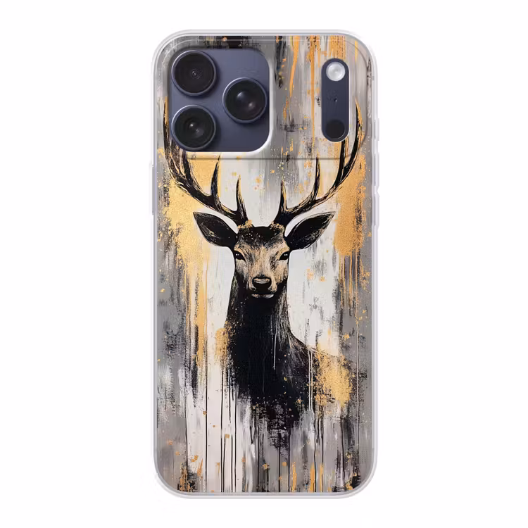 Telefoonhoesje Softcase - Abstract - Hert - Gewei - Goud — 1