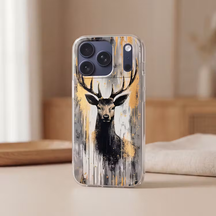 Telefoonhoesje Softcase - Abstract - Hert - Gewei - Goud — 3