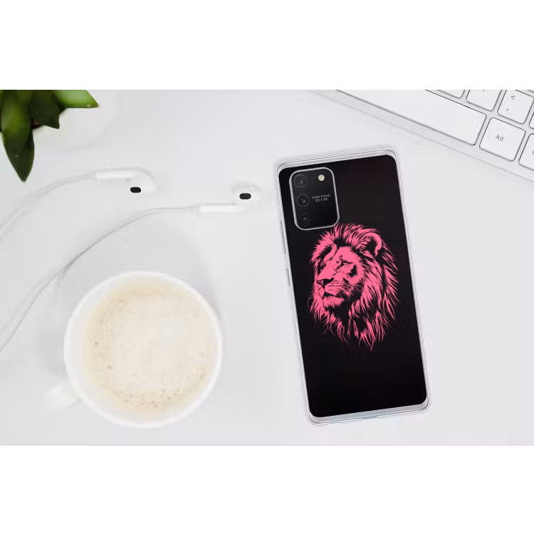 Telefoonhoesje Softcase - Leeuw - Zwart - Roze - Neon — 2