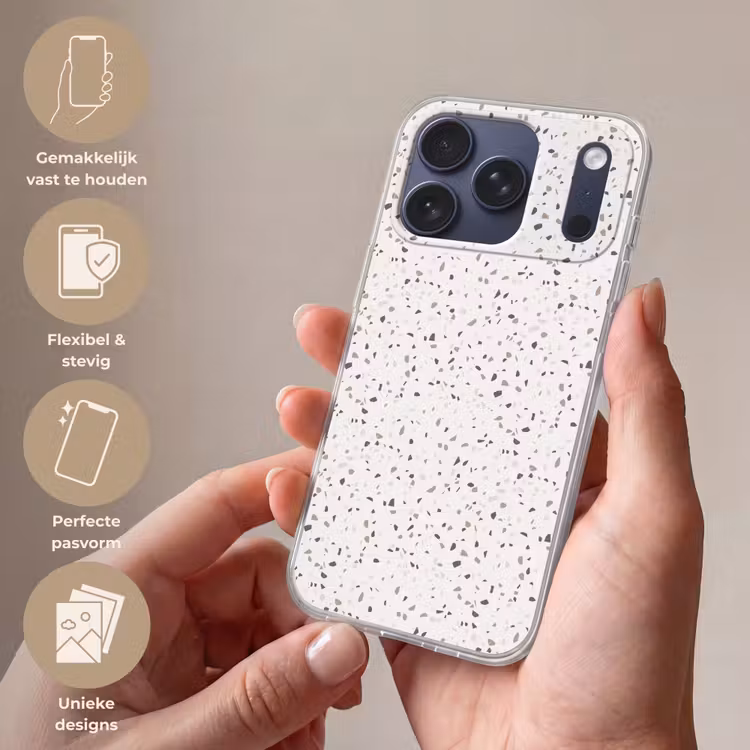 Telefoonhoesje Softcase - Terrazzo - Patroon - Créme — 4