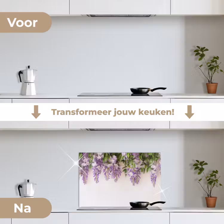 Spatscherm keuken - Blauwe regen - Bloemen - Paars — 2