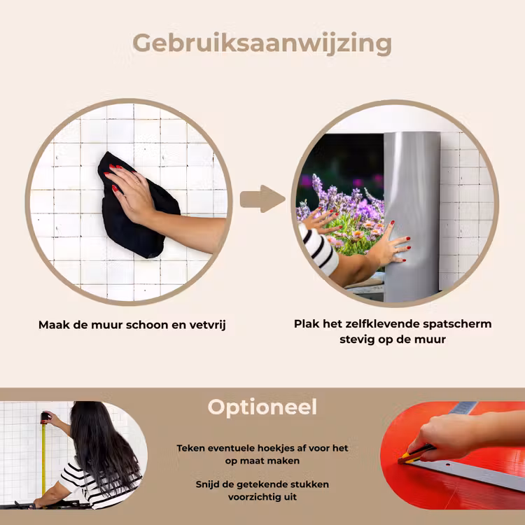 Spatscherm keuken - Bloemen - Steenrand - Kleurrijk — 7