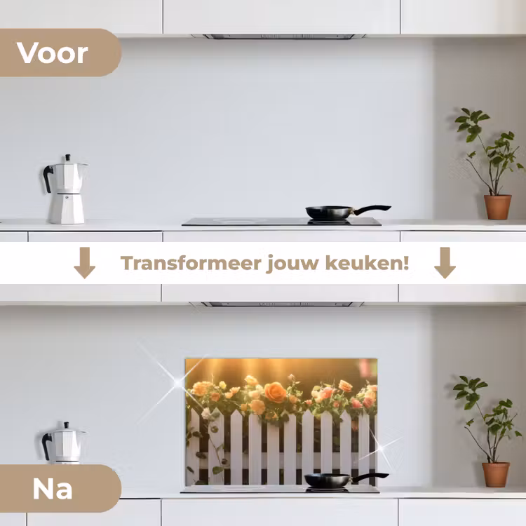Spatscherm keuken - Rozen - Hek - Zonlicht — 2
