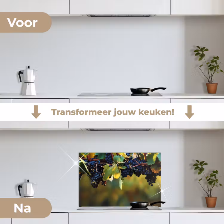 Spatscherm keuken - Druiven - Wijn - Natuur - Groen — 2
