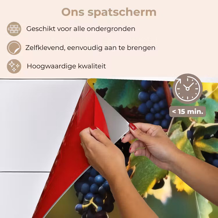 Spatscherm keuken - Druiven - Wijn - Natuur - Groen — 3
