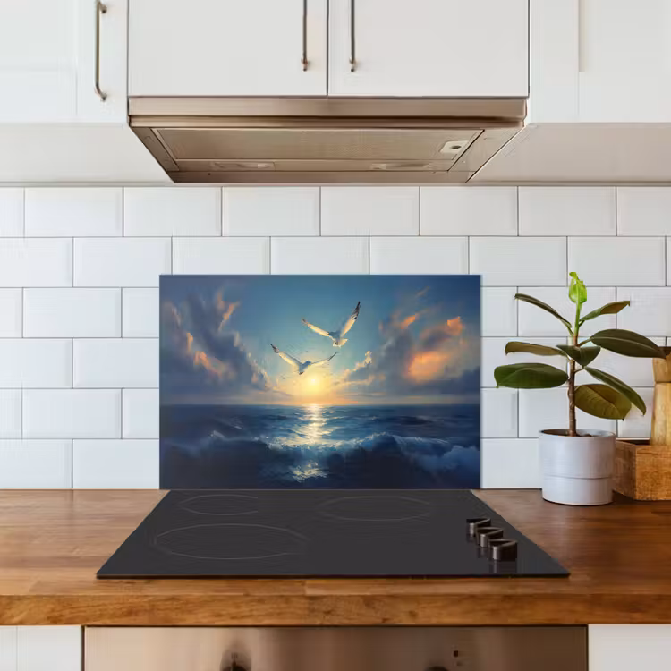 Spatscherm keuken - Meeuwen - Zee - Wolken -Blauw — 6