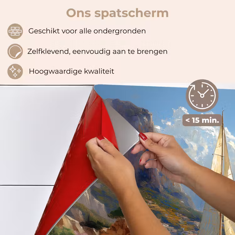Spatscherm keuken - Zeilschip - Zee - Rotsen - Wolken — 4