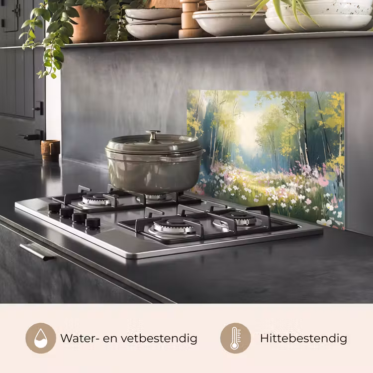 Spatscherm keuken - Bos - Schilderstijl - Kleurrijk — 7