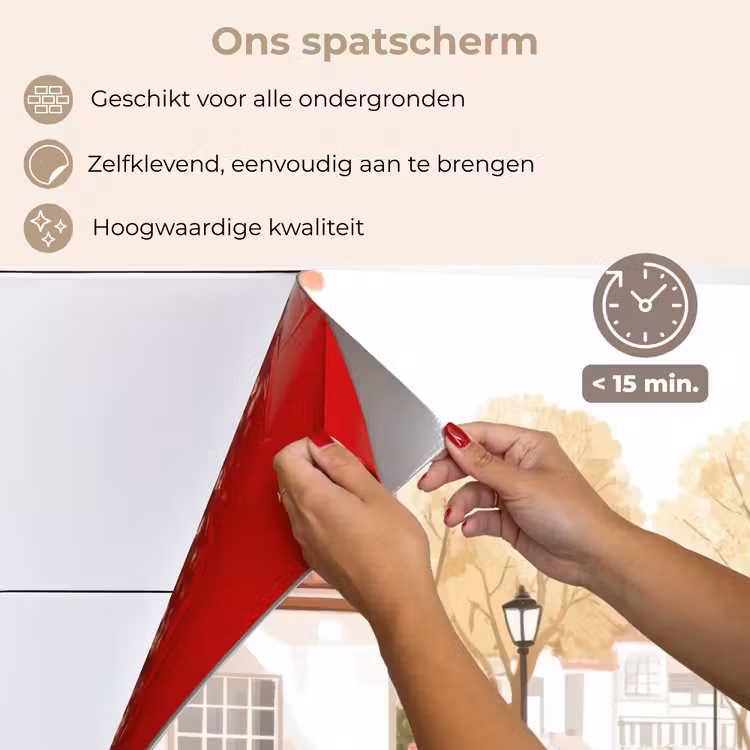 Spatscherm keuken - Dorpsplein - Fontein - Tulpen — 4