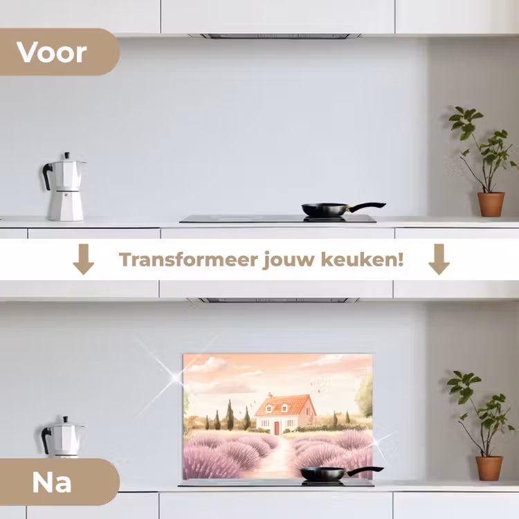 Spatscherm keuken - Lavendelveld - Huis - Paars — 3