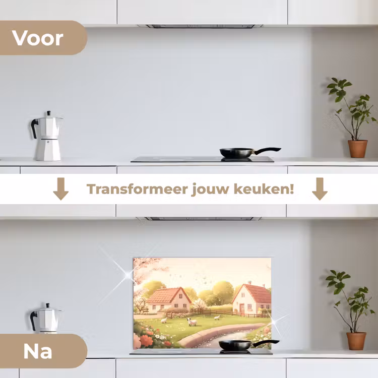 Spatscherm keuken - Schapen - Huisje - Platteland — 3