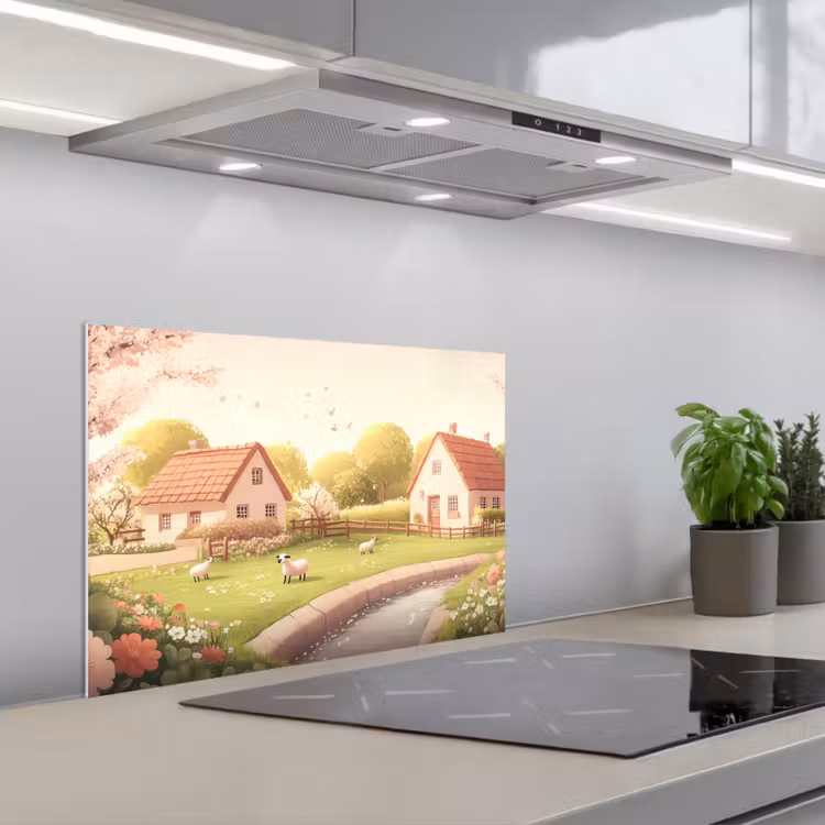 Spatscherm keuken - Schapen - Huisje - Platteland — 5