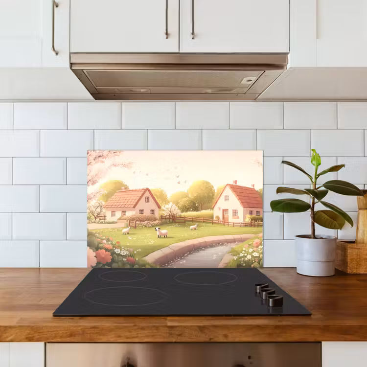 Spatscherm keuken - Schapen - Huisje - Platteland — 6
