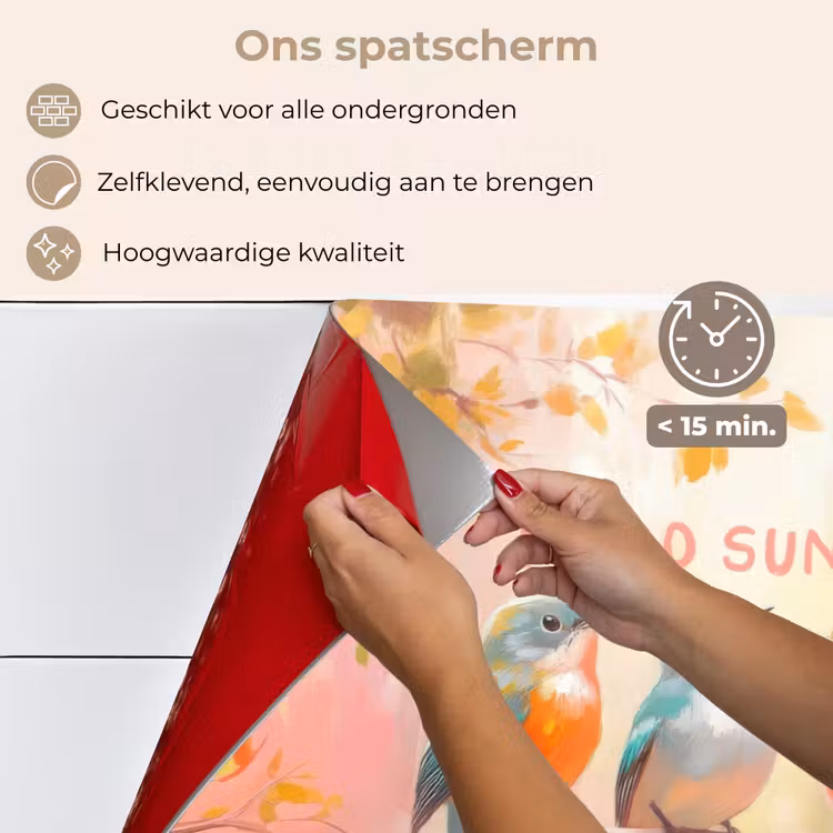 Spatscherm keuken - Vogels - Tak - Quote - Roze — 4