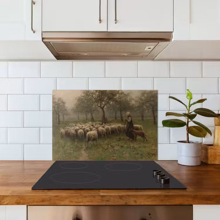 Spatscherm keuken - Herderin met kudde schapen - Schilderij van Anton Mauve — 6