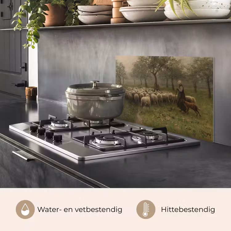 Spatscherm keuken - Herderin met kudde schapen - Schilderij van Anton Mauve — 7