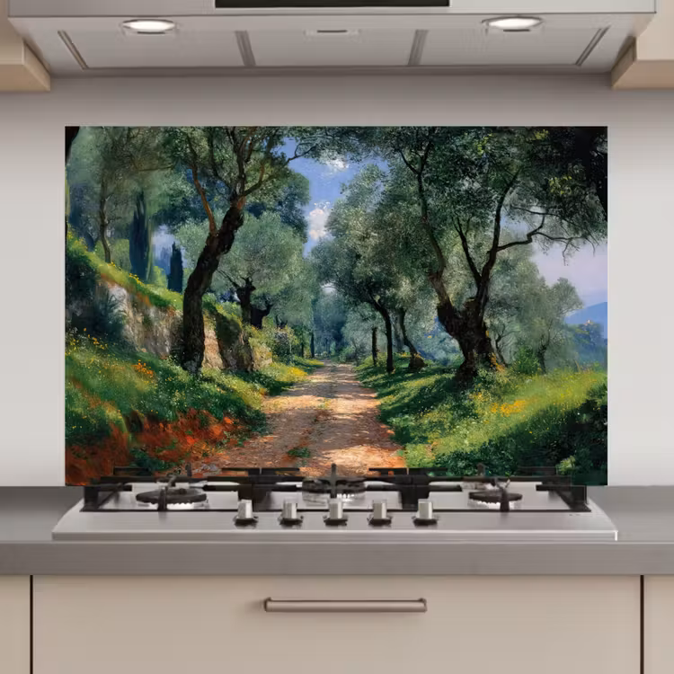Spatscherm keuken - Pad - Bomen - Schaduw - — 1