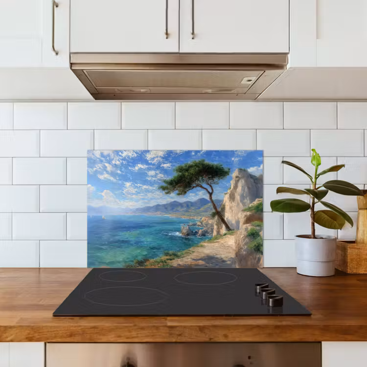 Spatscherm keuken - Rotsen - Kustlijn - Boom - Bergen — 6