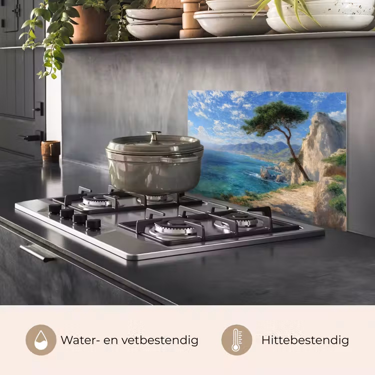 Spatscherm keuken - Rotsen - Kustlijn - Boom - Bergen — 7