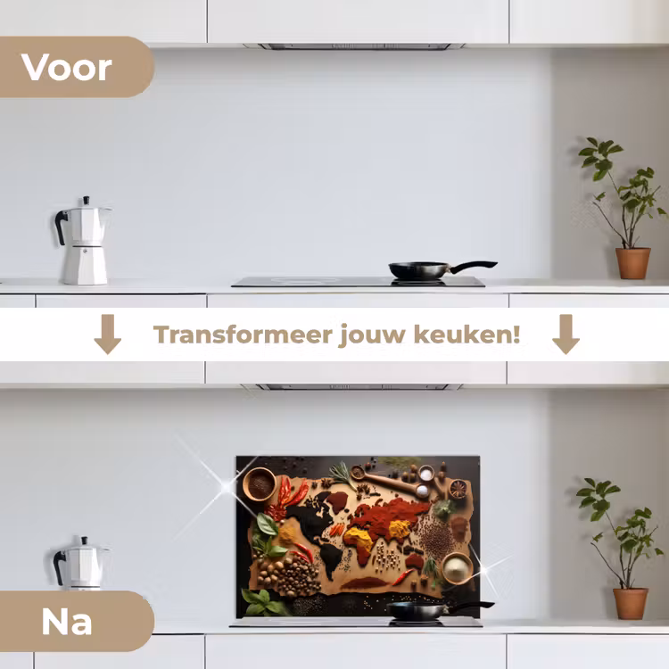 Spatscherm keuken - Wereldkaart van Kruiden — 3