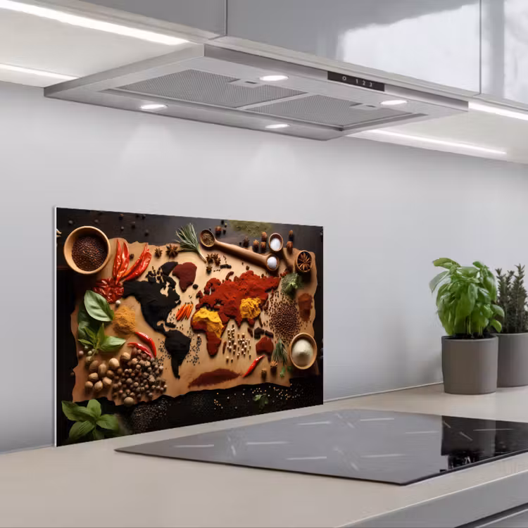 Spatscherm keuken - Wereldkaart van Kruiden — 5