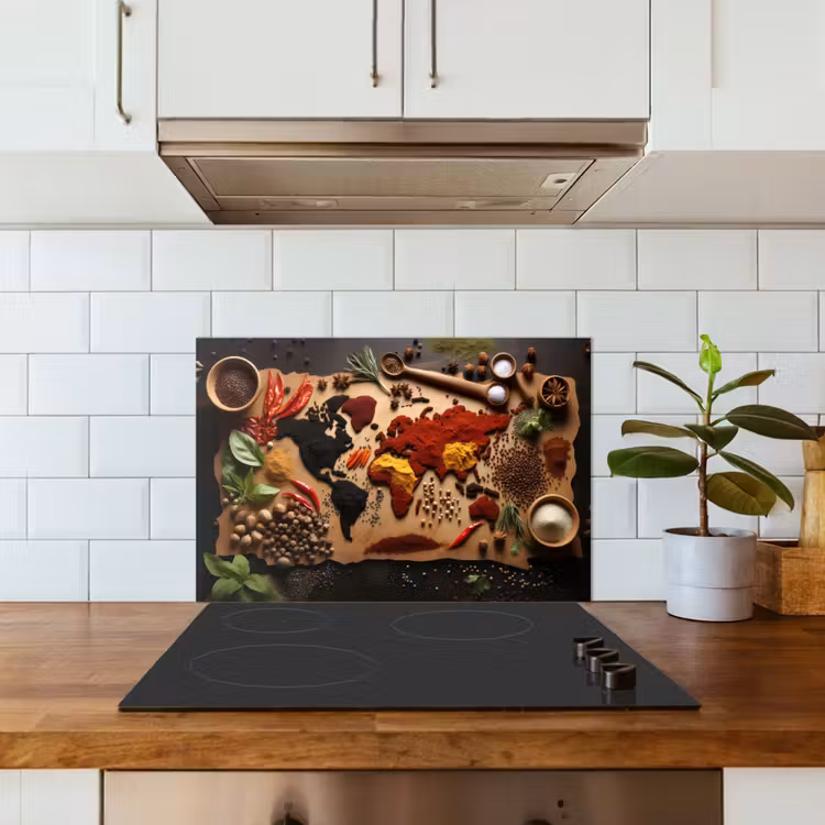 Spatscherm keuken - Wereldkaart van Kruiden — 6