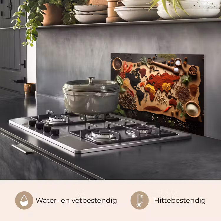 Spatscherm keuken - Wereldkaart van Kruiden — 7