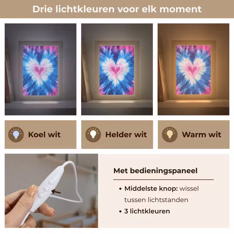 Nachtlampje - Hartvormig - Tie dye - Paars — 7