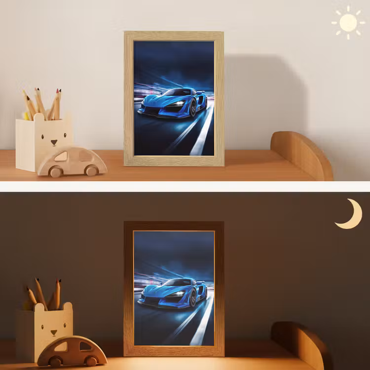 Nachtlampje - Blauwe Sportauto Nacht — 5
