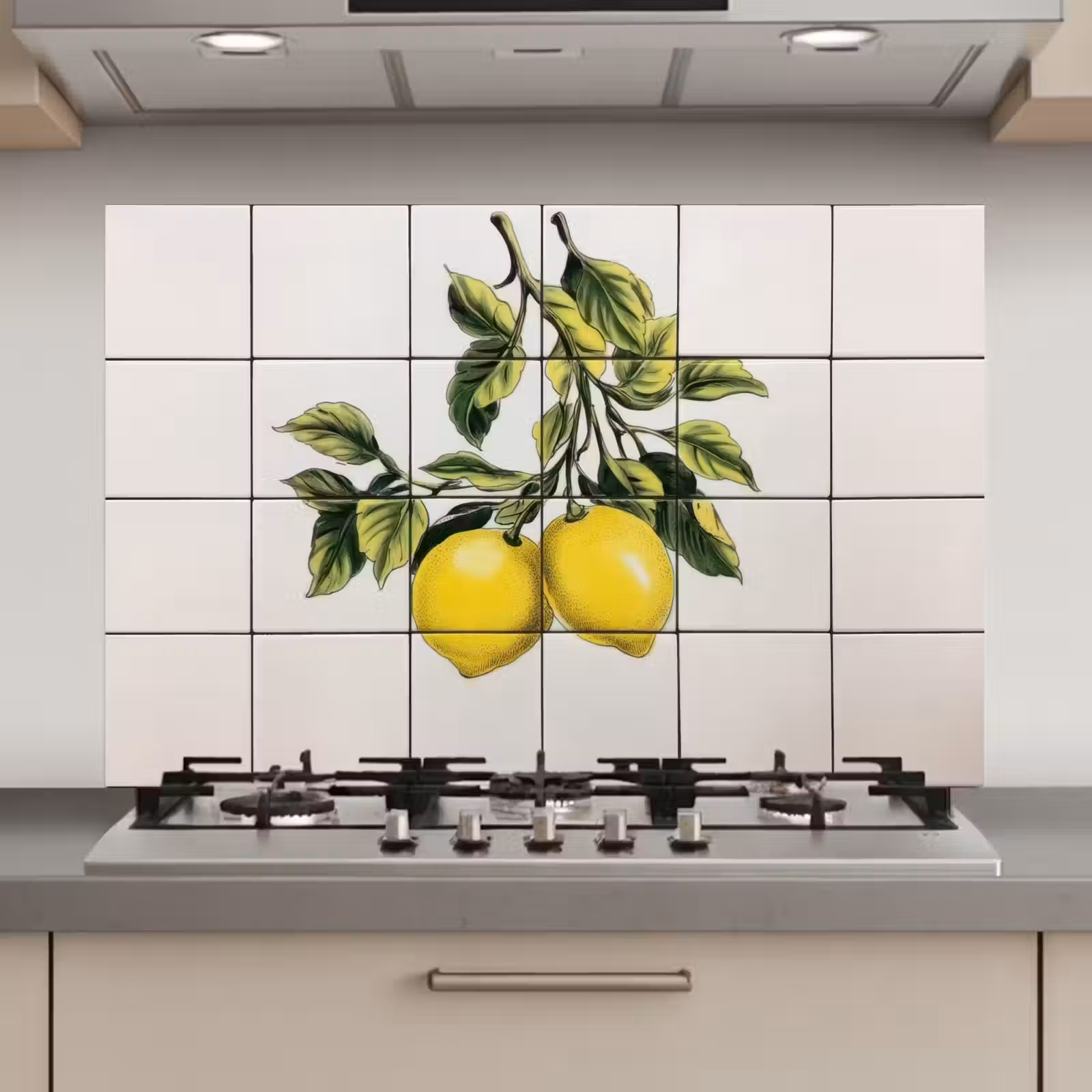 Spatscherm keuken - Citroen - Decoratie - Keramiek - Takken — 1