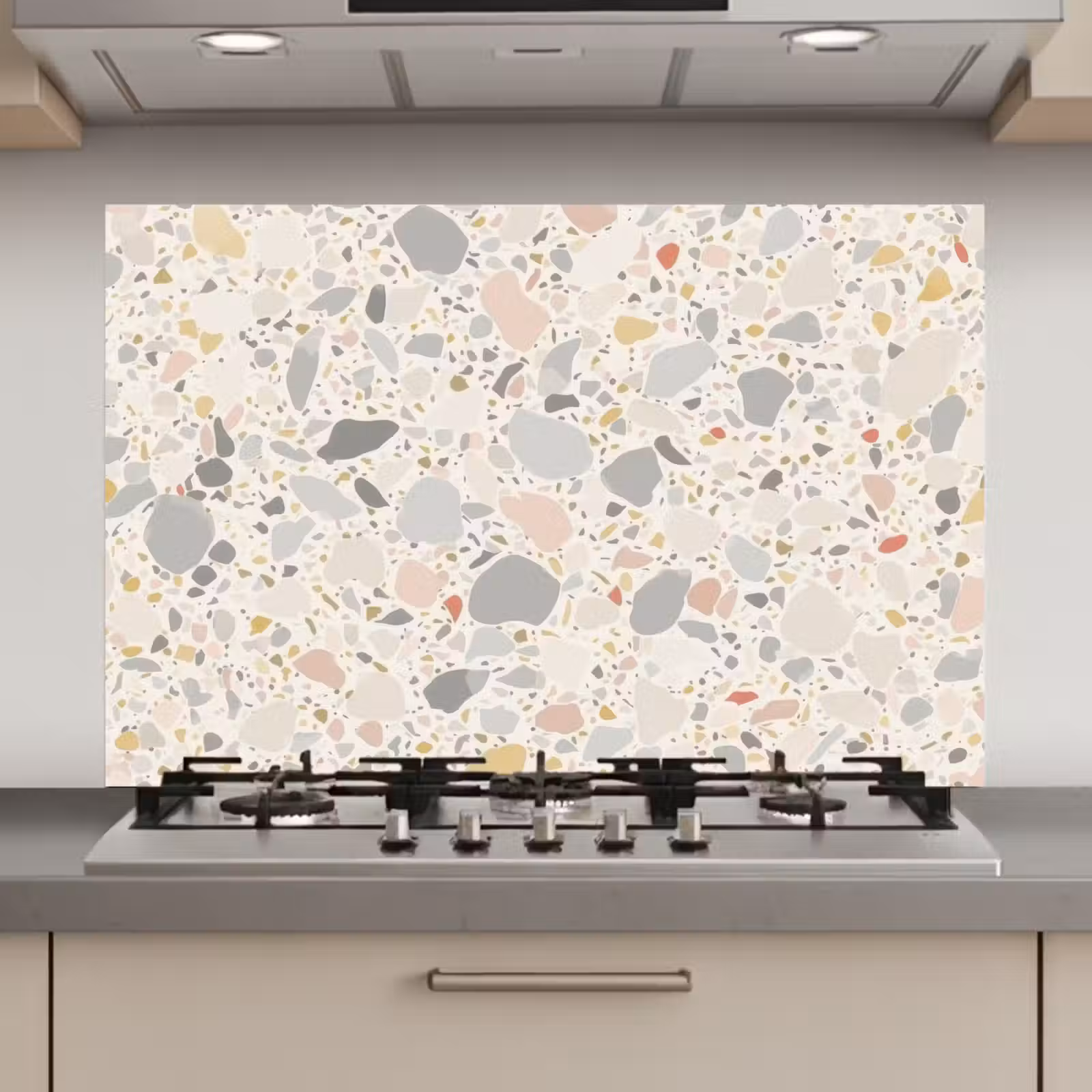 Spatscherm keuken - Patronen - Licht - Terrazzo - Decoratie — 1