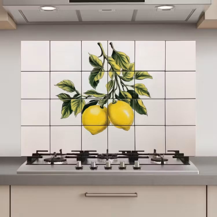 Spatscherm keuken - Citroen - Decoratie - Keramiek - Takken — 1