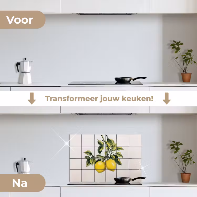 Spatscherm keuken - Citroen - Decoratie - Keramiek - Takken — 3
