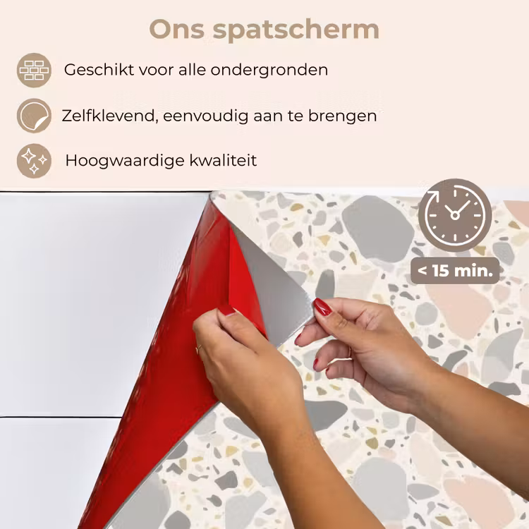 Spatscherm keuken - Patronen - Licht - Terrazzo - Decoratie — 4