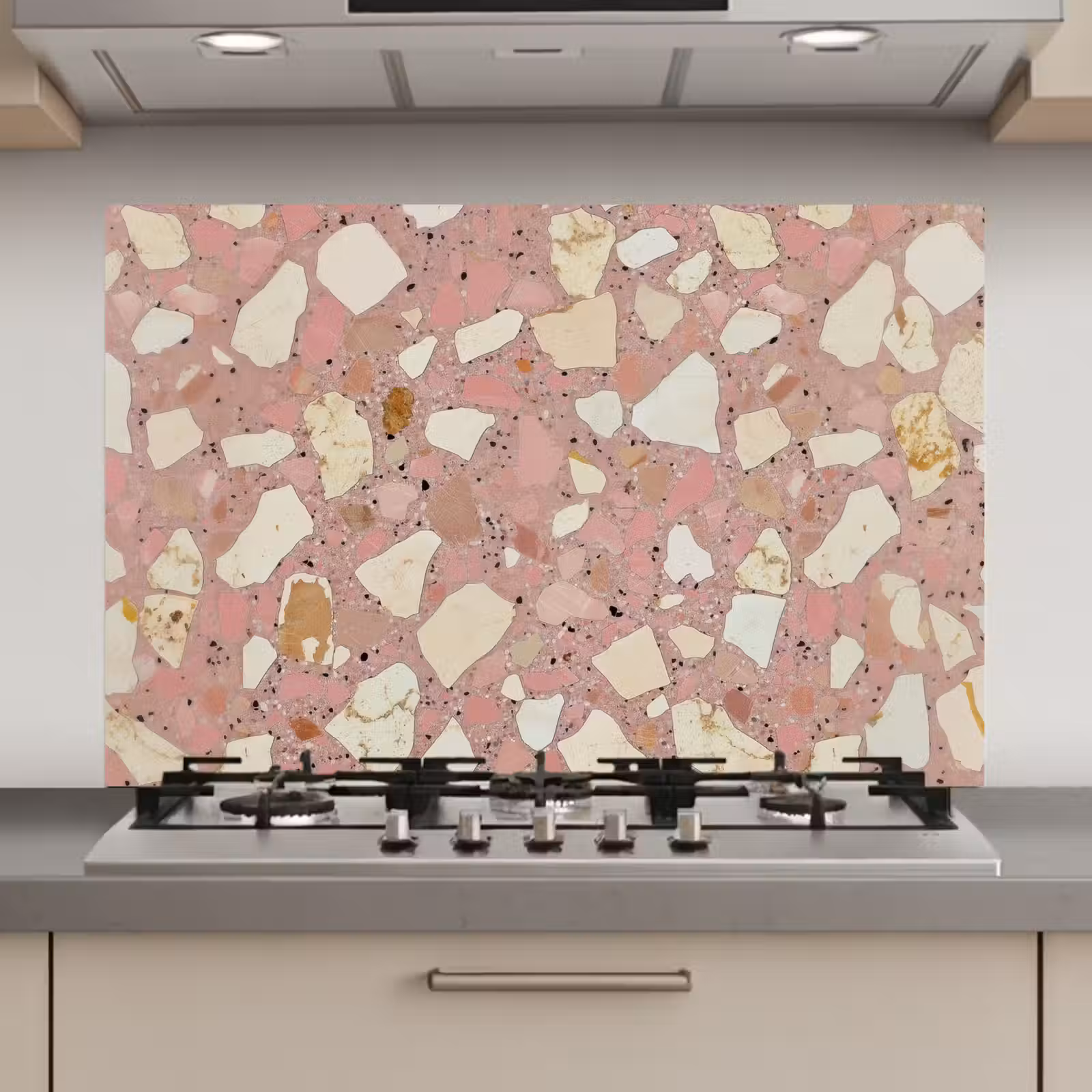 Spatscherm keuken - Roze - Decoratie - Stenen - Terrazzo — 1