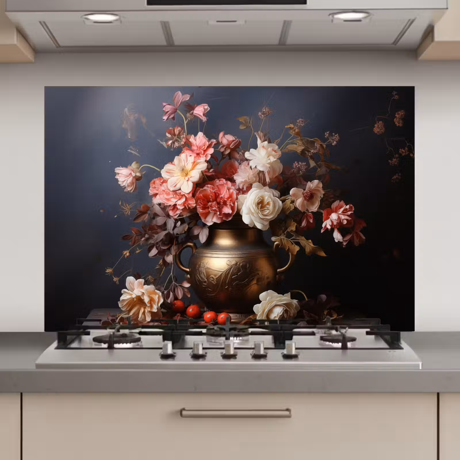Spatscherm keuken - Stilleven - Bloemen - Rozen - Boeket - Vaas — 1