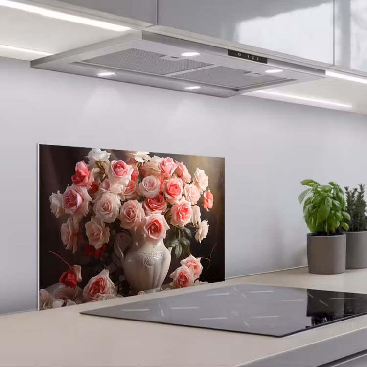 Spatscherm keuken - Bloemen - Rozen - Vaas - Stilleven - Boeket — 5