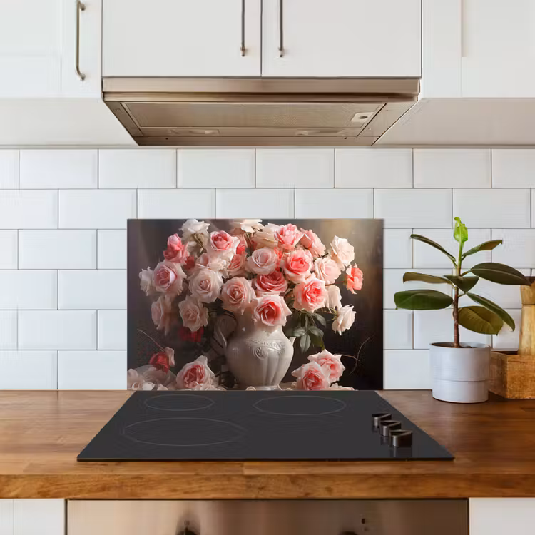 Spatscherm keuken - Bloemen - Rozen - Vaas - Stilleven - Boeket — 6