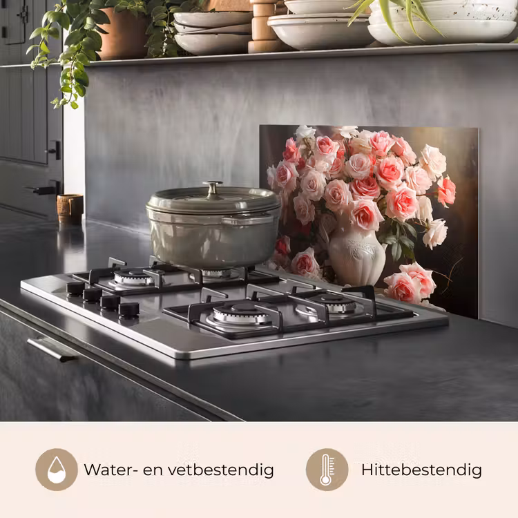 Spatscherm keuken - Bloemen - Rozen - Vaas - Stilleven - Boeket — 7