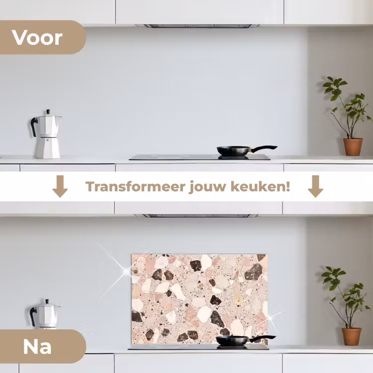 Spatscherm keuken - Licht - Roze - Terrazzo - Stenen — 3