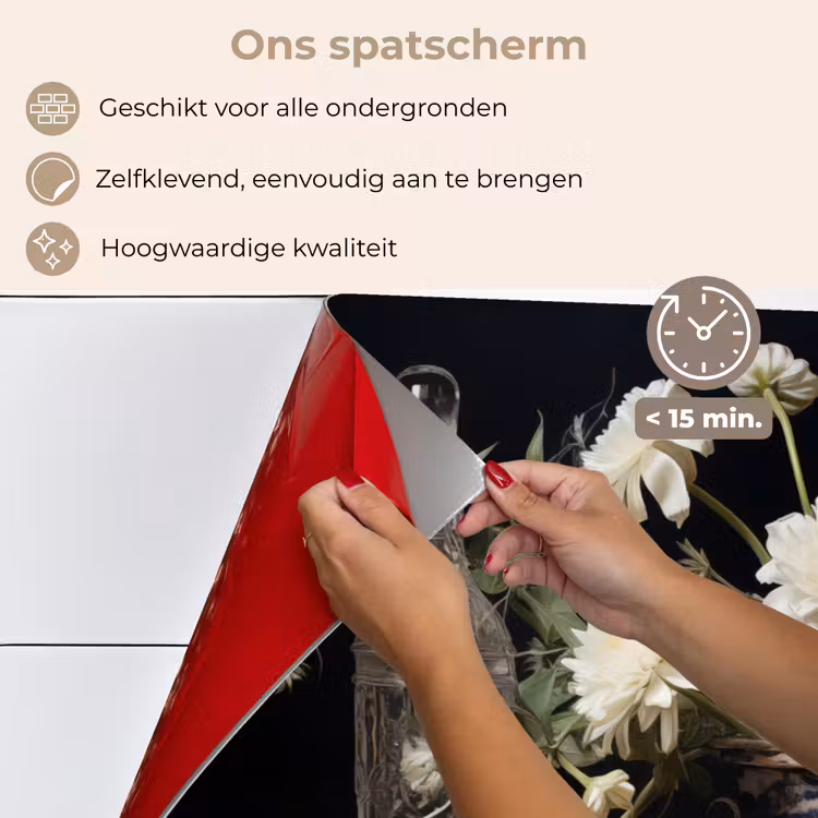 Spatscherm keuken - Stilleven - Bloemen - Kaarsen - Delfts blauw - Wit — 4