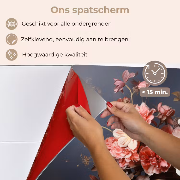 Spatscherm keuken - Stilleven - Bloemen - Rozen - Boeket - Vaas — 4