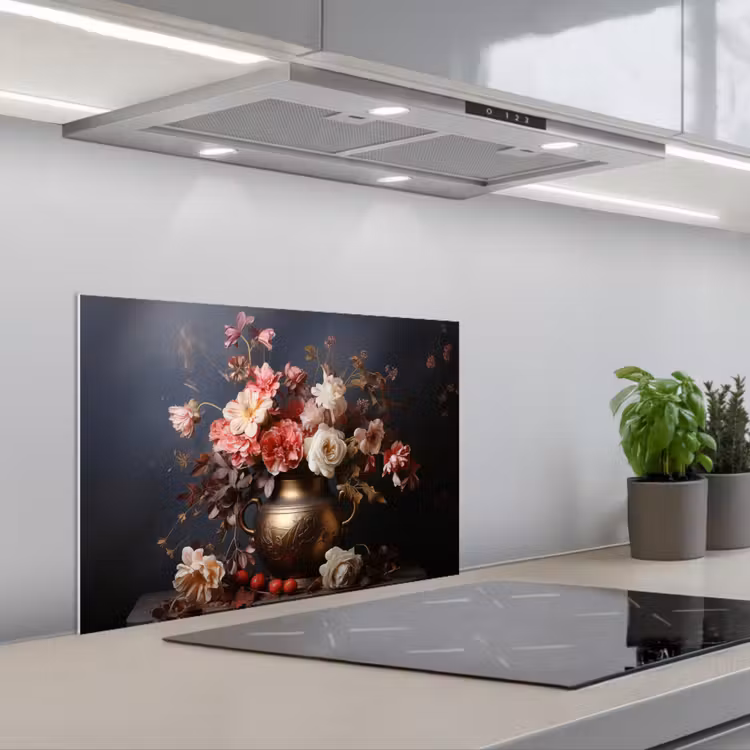Spatscherm keuken - Stilleven - Bloemen - Rozen - Boeket - Vaas — 5