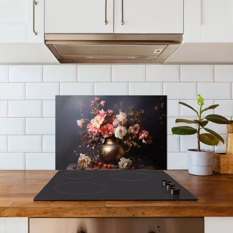 Spatscherm keuken - Stilleven - Bloemen - Rozen - Boeket - Vaas — 6