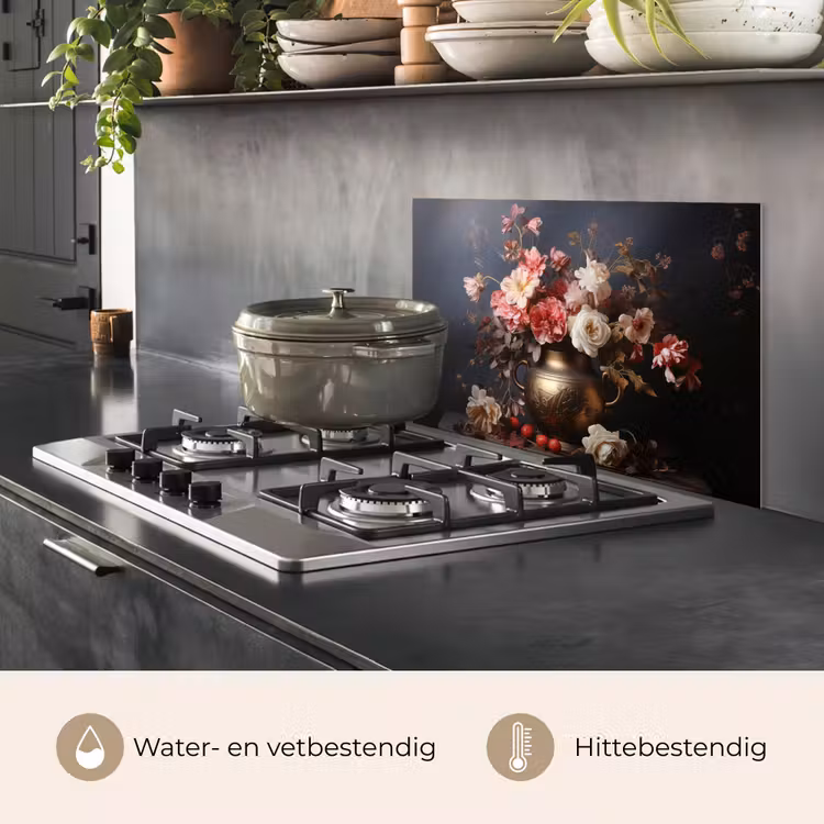 Spatscherm keuken - Stilleven - Bloemen - Rozen - Boeket - Vaas — 7