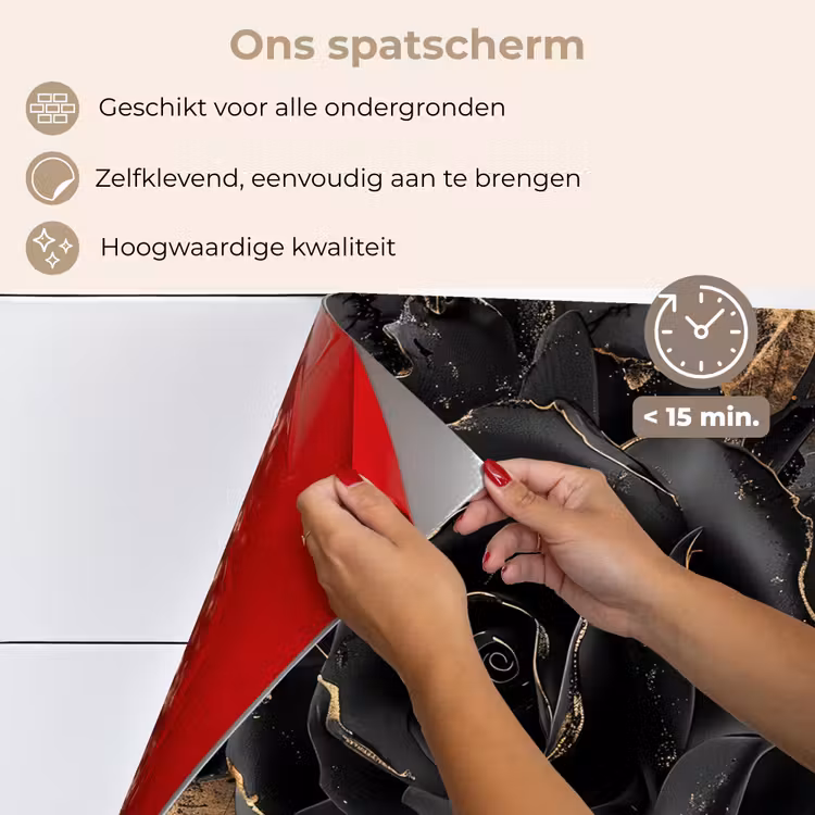 Spatscherm keuken - Obsidiaan - Zwart - Goud - Patroon — 4