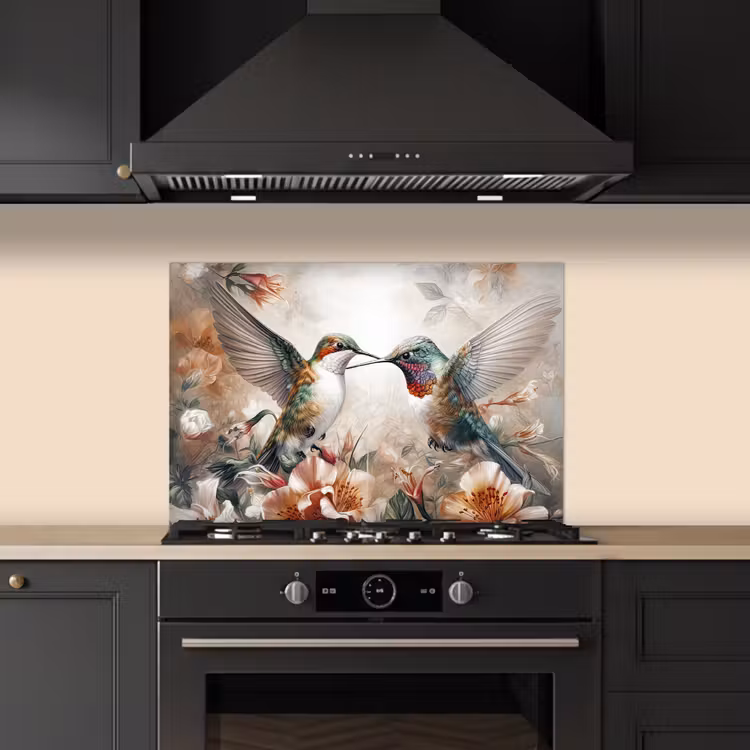Spatscherm keuken - Kolibrie - Vogels - Bloemen - Natuur — 2