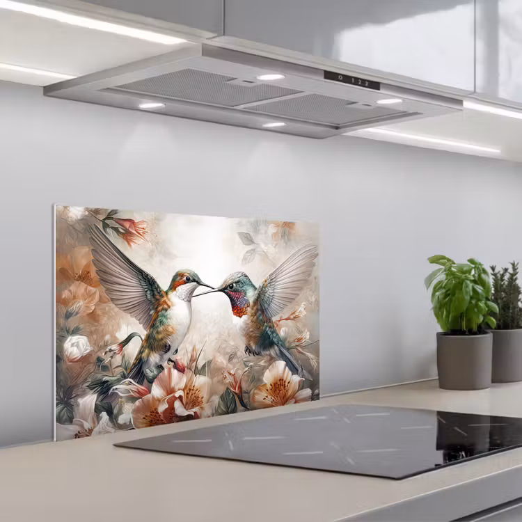 Spatscherm keuken - Kolibrie - Vogels - Bloemen - Natuur — 5
