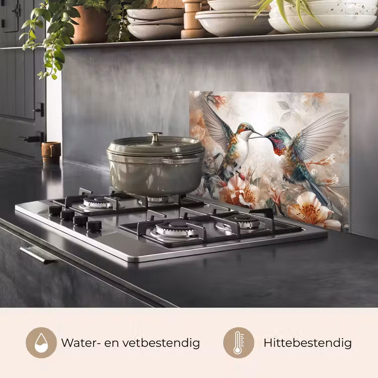 Spatscherm keuken - Kolibrie - Vogels - Bloemen - Natuur — 7