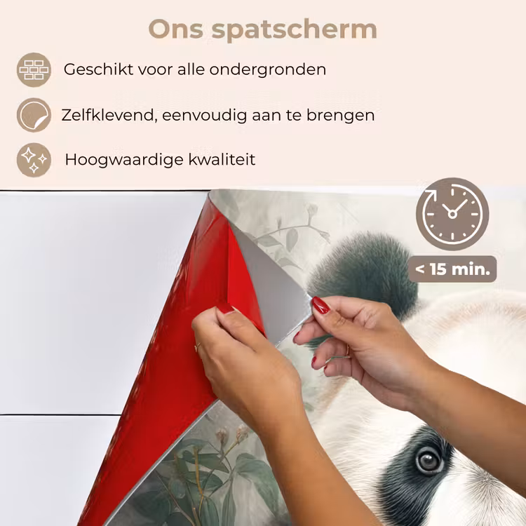 Spatscherm keuken - Panda - Dieren - Bloemen - Planten — 4
